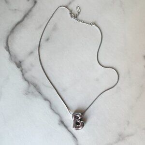 Anthropologie Silver Bubble Initial Necklace B